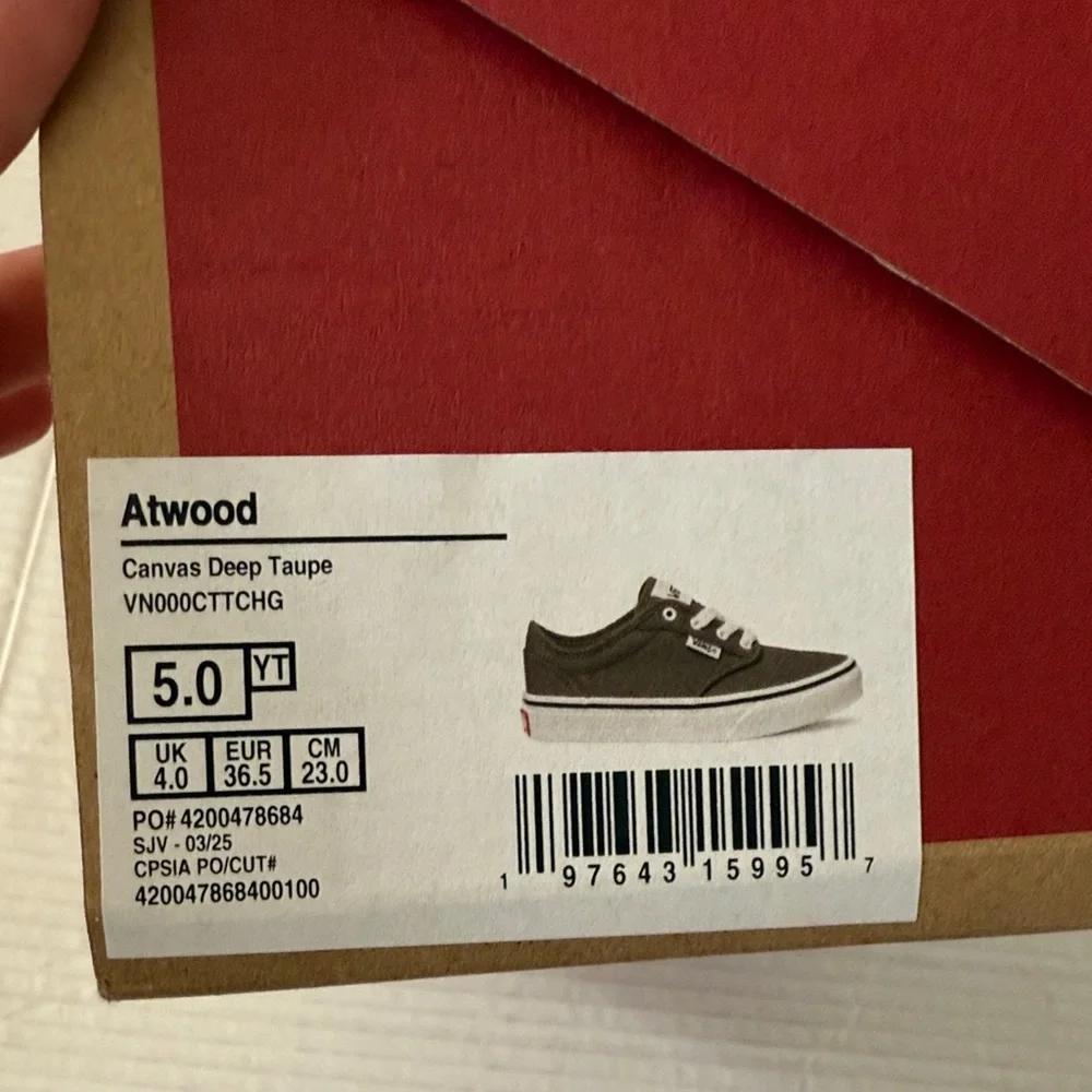 NIB Vans Atwood Youth Sz 5 Deep Taupe Brown Skate Shoes Classic Low Top Sneakers - Picture 9 of 12